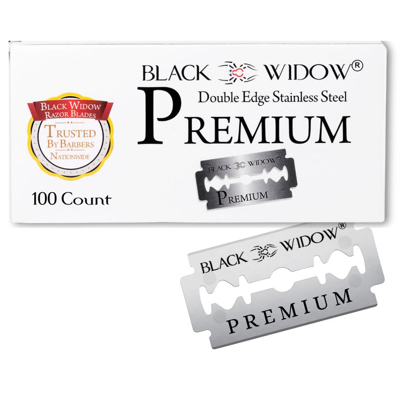 Black Widow Premium Double Edge Razor Blades - Swedish Steel Premium for Safety Razors and Straight Edge Razors - (100 Count) - Image 1